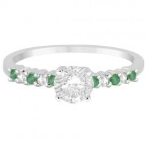 Petite Diamond & Emerald Engagement Ring Platinum (0.15ct)