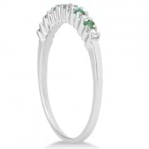 Petite Diamond & Emerald Bridal Set 14k White Gold (0.35ct)
