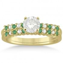 Petite Diamond & Emerald Bridal Set 18k Yellow Gold (0.35ct)