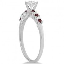Petite Diamond & Garnet Engagement Ring 14k White Gold (0.15ct)
