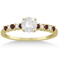 Petite Diamond & Garnet Engagement Ring 14k Yellow Gold (0.15ct)