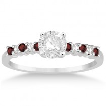 Petite Diamond & Garnet Engagement Ring Platinum (0.15ct)