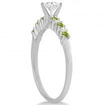 Petite Diamond & Peridot Engagement Ring 14k White Gold (0.15ct)