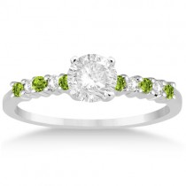 Petite Diamond & Peridot Engagement Ring Platinum (0.15ct)