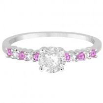 Diamond & Pink Sapphire Engagement Ring 18k White Gold (0.15ct)