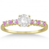 Diamond & Pink Sapphire Engagement Ring 18k Yellow Gold (0.15ct)