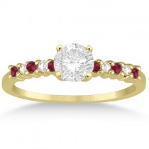 Petite Diamond & Ruby Engagement Ring 14k Yellow Gold (0.15ct)