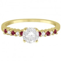 Petite Diamond & Ruby Engagement Ring 14k Yellow Gold (0.15ct)