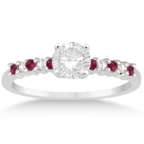 Petite Diamond & Ruby Engagement Ring 18k White Gold (0.15ct)