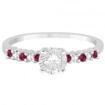 Petite Diamond & Ruby Engagement Ring Platinum (0.15ct)