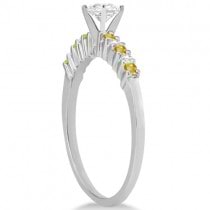 Diamond & Yellow Sapphire Engagement Ring 14k White Gold (0.15ct)