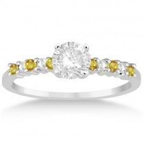 Diamond & Yellow Sapphire Engagement Ring Palladium (0.15ct)