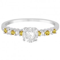 Diamond & Yellow Sapphire Engagement Ring Platinum (0.15ct)