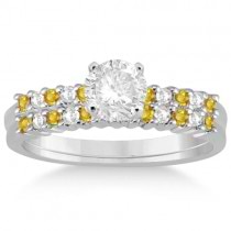 Diamond & Yellow Sapphire Bridal Set Palladium (0.35ct)
