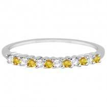Diamond & Yellow Sapphire Wedding Band 18k White Gold (0.20ct)