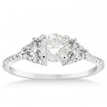 Diamond Halo Trilliant Cut Bridal Set Setting 14k White Gold (0.39ct)