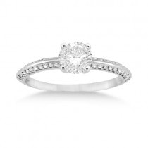 Petite Diamond Engagement Ring Setting 14k White Gold (0.25ct)