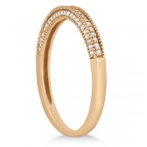 Micro Pave Milgrain Edge Diamond Wedding Ring 14k Rose Gold (0.18ct)