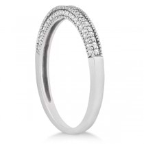 Micro Pave Milgrain Edge Diamond Wedding Ring 14k White Gold (0.18ct)