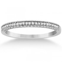 Micro Pave Milgrain Edge Diamond Wedding Ring Platinum (0.18ct)
