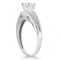 Modern Split Shank Diamond Engagement Ring 14k  White Gold (0.34ct)