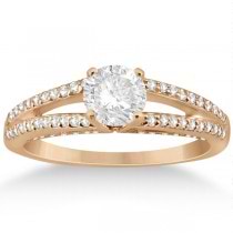 Split Shank Diamond Engagement Ring & Wedding Band 14k Rose Gold