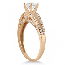 Split Shank Diamond Engagement Ring & Wedding Band 14k Rose Gold