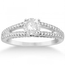 Split Shank Diamond Engagement Ring & Wedding Band 14k White Gold