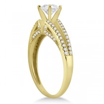 Split Shank Diamond Engagement Ring & Wedding Band 14k Yellow Gold