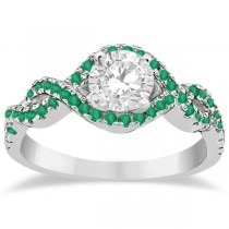 Emerald Halo Infinity Engagement Ring In 18K White Gold (0.39ct)