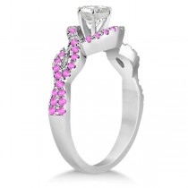 Pink Sapphire Halo Infinity Engagement Ring In 14k White Gold (0.39ct)