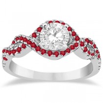 Ruby Halo Infinity Engagement Ring In Palladium (0.39ct)