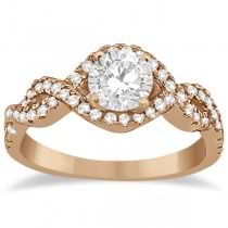 Diamond Infinity Halo Engagement Ring & Band Set 14K Rose Gold (0.60ct)