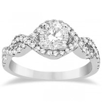 Diamond Infinity Halo Engagement Ring & Band Set 14K White Gold (0.60ct)