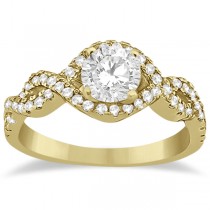 Diamond Infinity Halo Engagement Ring & Band Set 18K Yellow Gold (0.60ct)