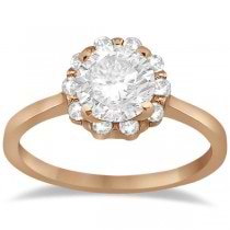Floral Diamond Halo Engagement Ring Setting 14k Rose Gold (0.20ct)