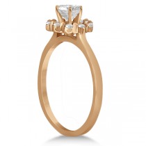 Floral Diamond Halo Engagement Ring Setting 14k Rose Gold (0.20ct)