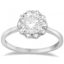 Floral Diamond Halo Engagement Ring Setting 14k White Gold (0.20ct)