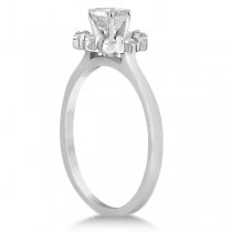 Floral Diamond Halo Engagement Ring Setting Palladium (0.20ct)