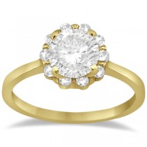 Floral Diamond Halo Engagement Bridal Set 14k Yellow Gold (0.40ct)