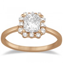 Princess Cut Diamond Halo Ring & Band Bridal Set 14K Rose Gold (0.45ct)