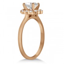 Princess Cut Diamond Halo Ring & Band Bridal Set 14K Rose Gold (0.45ct)