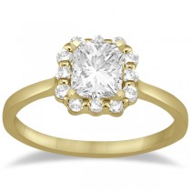 Princess Cut Diamond Halo Ring & Band Bridal Set 14K Yellow Gold (0.45ct)