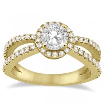 Diamond Halo Split Shank Engagement Bridal Set 14k Yellow Gold (0.67ct)