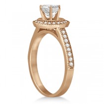 Vintage Diamond Halo Engagement Ring Setting 18K Rose Gold (0.33ct)