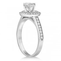 Vintage Diamond Halo Engagement Ring Setting 18K White Gold (0.33ct)