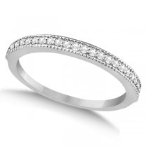 Milgrain Diamond Halo Bridal Set Ring & Band 18K White Gold (0.56ct)