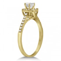 Square Halo Ring & Wedding Band Bridal Set 14K Yellow Gold (0.43ct)