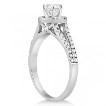 Angels Halo Split Shank Diamond Engagement Ring 14k  White Gold 0.43ct