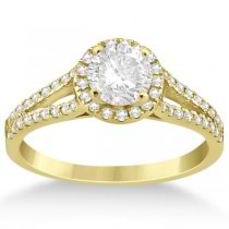 Angels Halo Split Shank Diamond Engagement Ring 18k Yellow Gold 0.43ct
